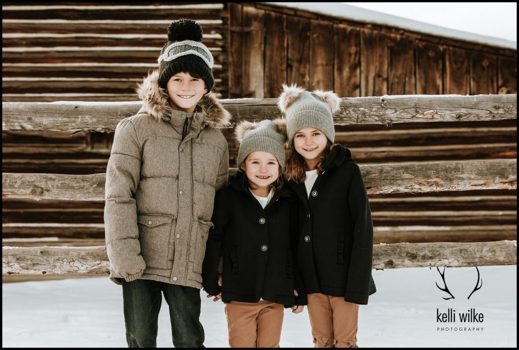 winter family portrait at mormon row