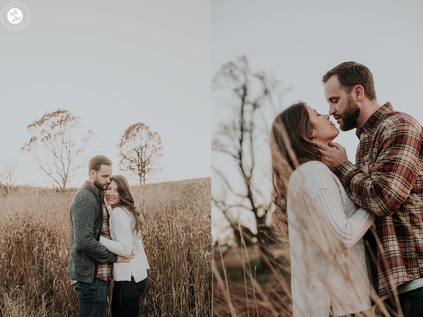 longwood gardens engagement photos in the meadow
