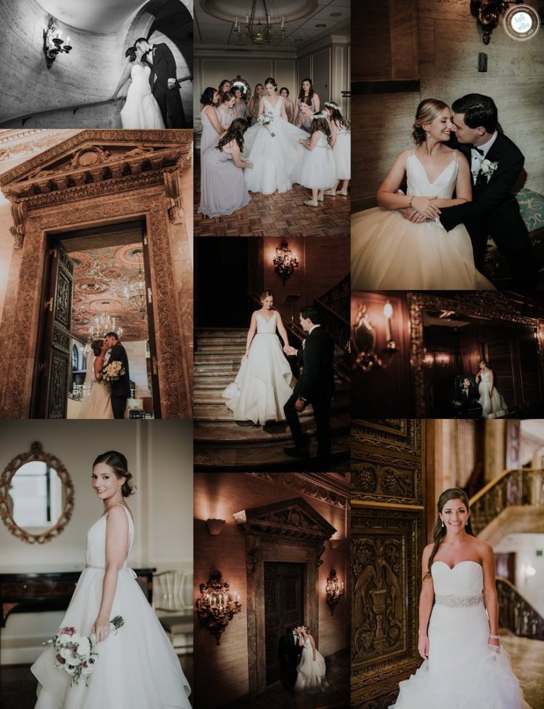 dramatic portraits of brides and grooms at the hotel du Pont