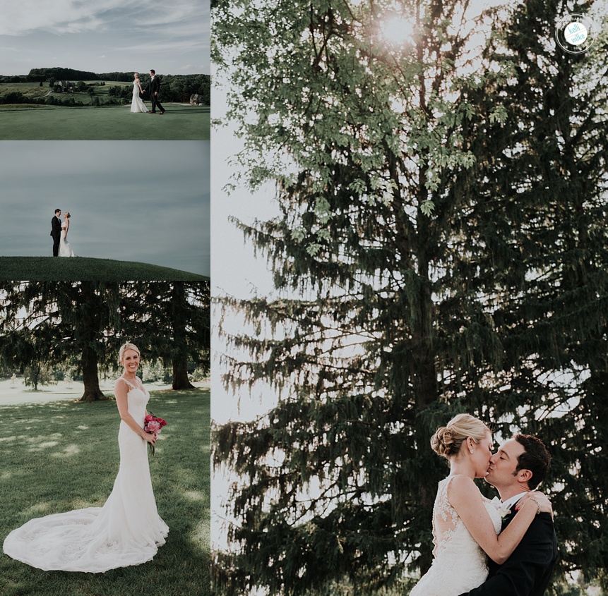 Bride and Groom portraits outside on the golf course at the Wilmington Country Club