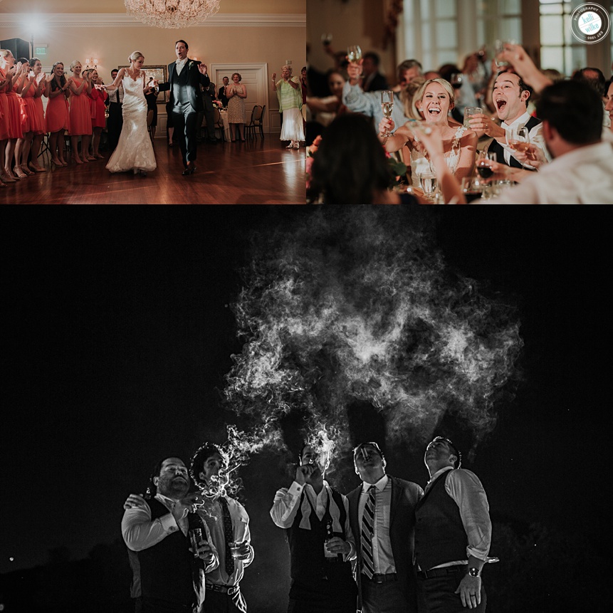 reception photos at a wedding at the wilmington country club's ballroom