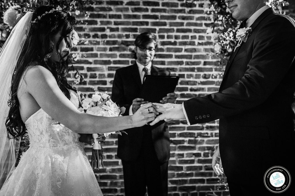 exchange of wedding rings at Greenville Country Club, Greenville DE