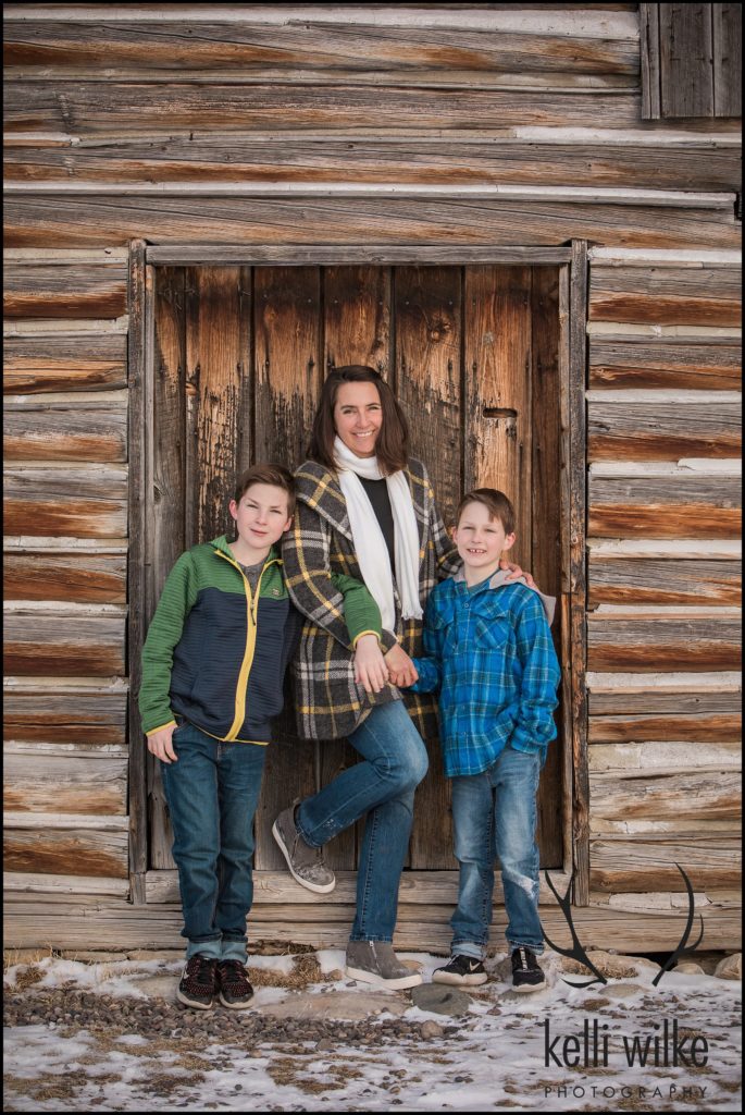 family portraits at a barn in Jackson wyoming