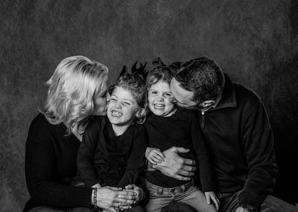 family portrait in black and white
